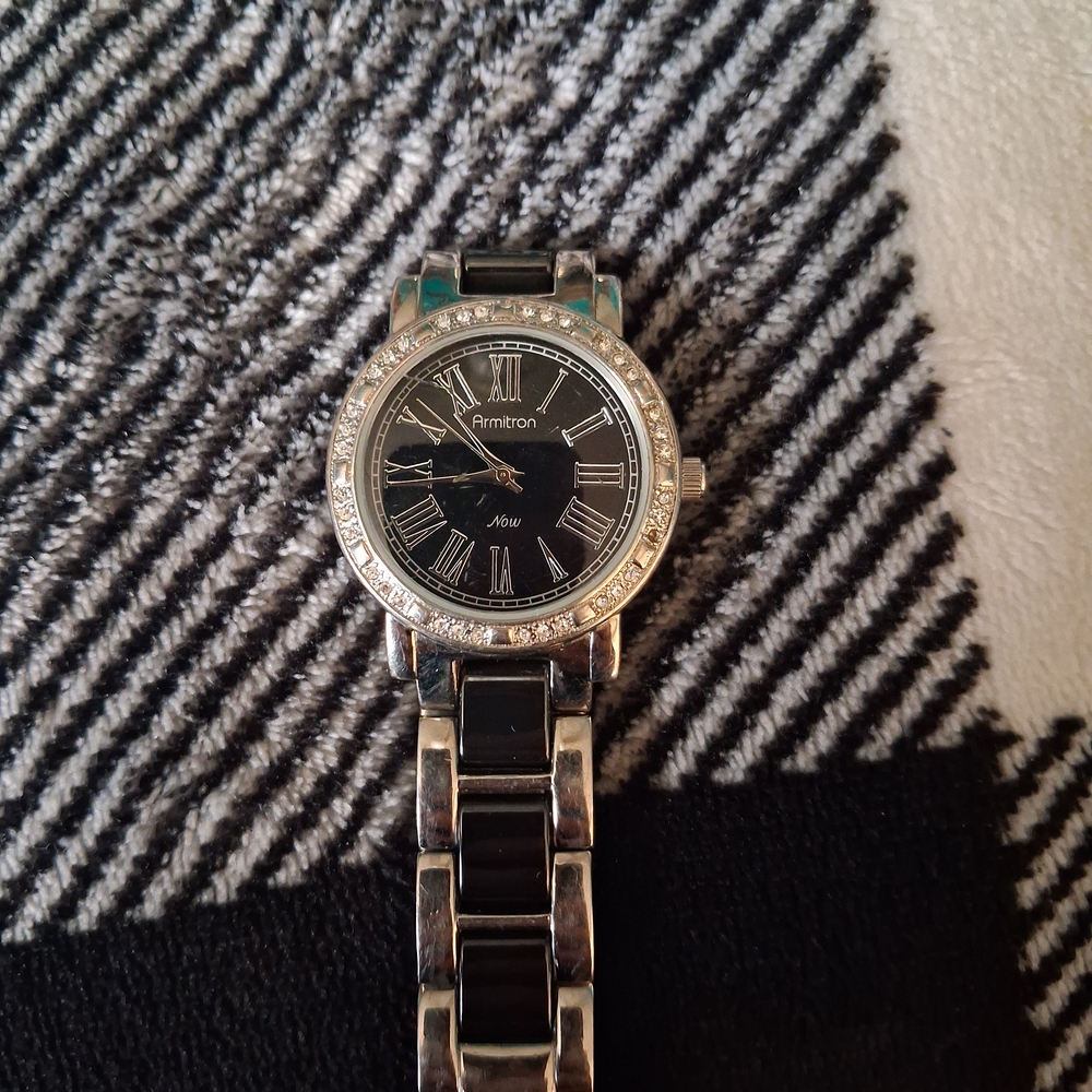 Armitron Black and Silver Roman Numeral Watch